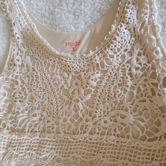 Mudd Lace Cream Tank Top M - Picture 4 of 8